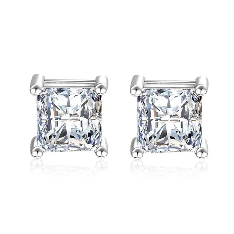 Heart-shaped six-claw inlaid zircon earrings for women, copper electroplated drop earrings with love motif