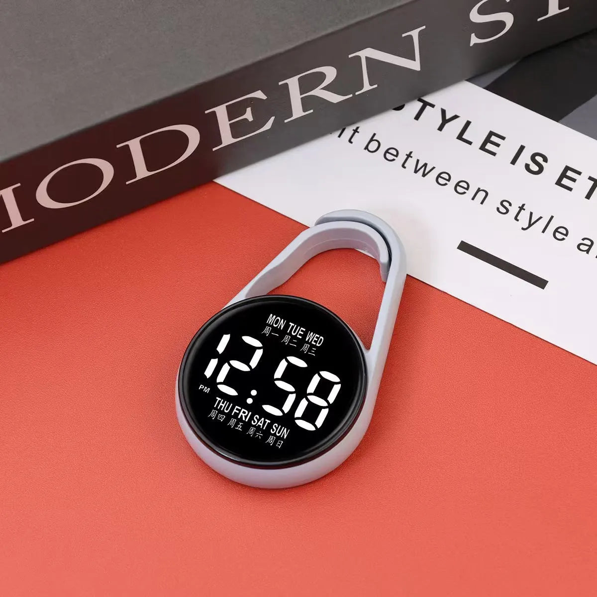Fashion LED electronic watch showing luminous digital time display on a plastic strap, available in multiple colours.