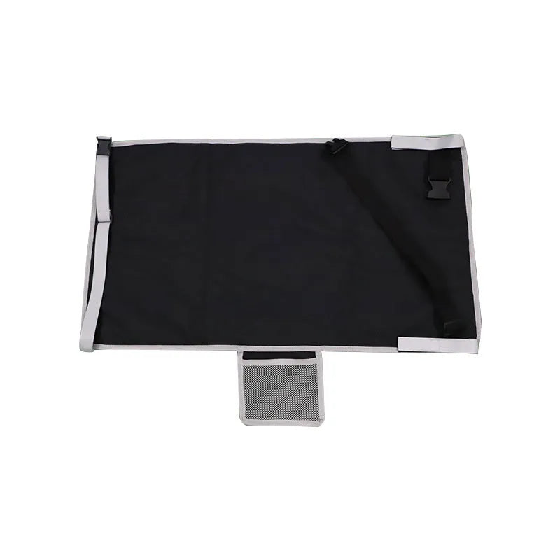 Portable children's aircraft pedal seat extender in blue, black or grey with optional drawstring pocket