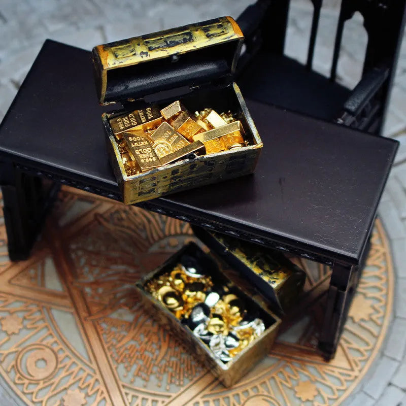 Alloy gold coin treasure box miniature accessories for doll house decoration