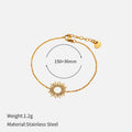 Women's sunflower motif geometric chain necklace and bracelet set with gold plating