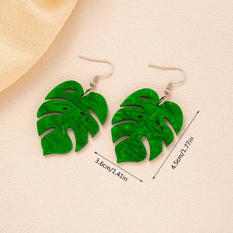 Colourful acrylic jackfruit-shaped drop earrings on an alloy hook, showing one of five style variations.