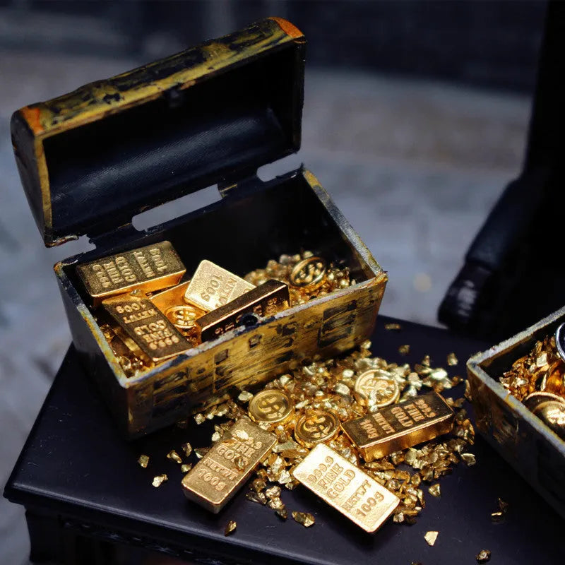 Alloy gold coin treasure box miniature accessories for doll house decoration