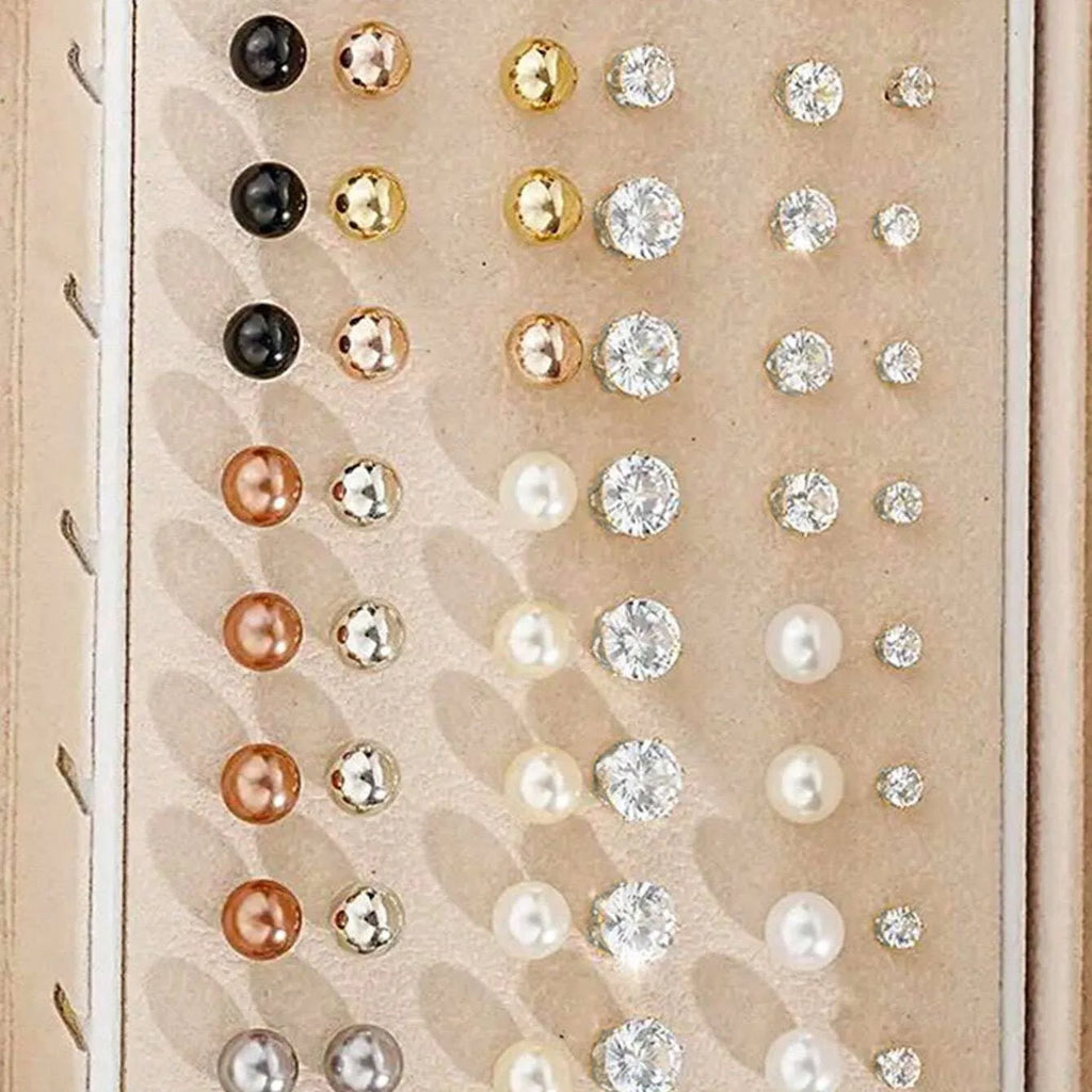 108 geometric alloy earrings with pearl elements in gold and yellow electroplated colours for women
