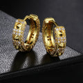Geometric hip hop ear clip earrings with full diamond design and circular decorative elements