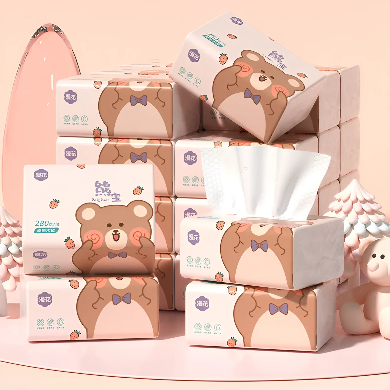Paper extraction napkin full box with 30 packs of 5-layer natural wood pulp tissues 140mm x 170mm