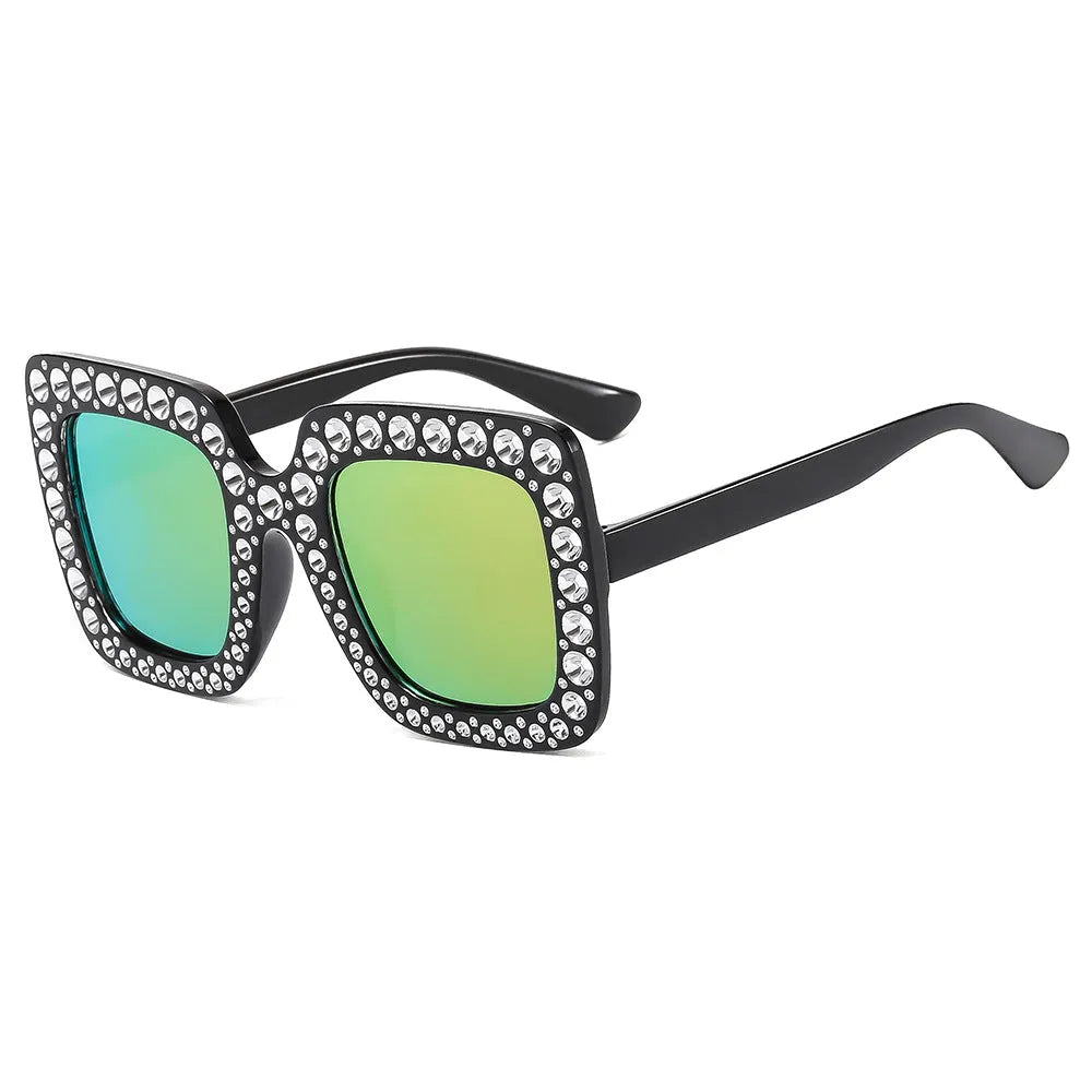 Personality trend sunglasses with plastic box case in multiple colour combinations including black frame grey lens