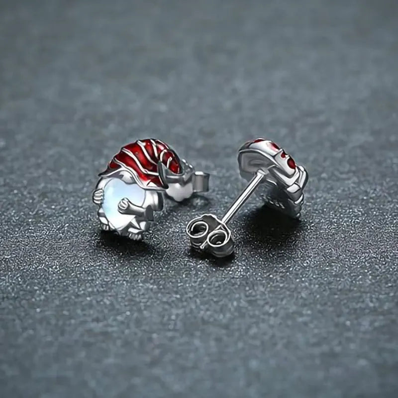 Santa Claus themed heart-shaped earrings for women in white gold colour