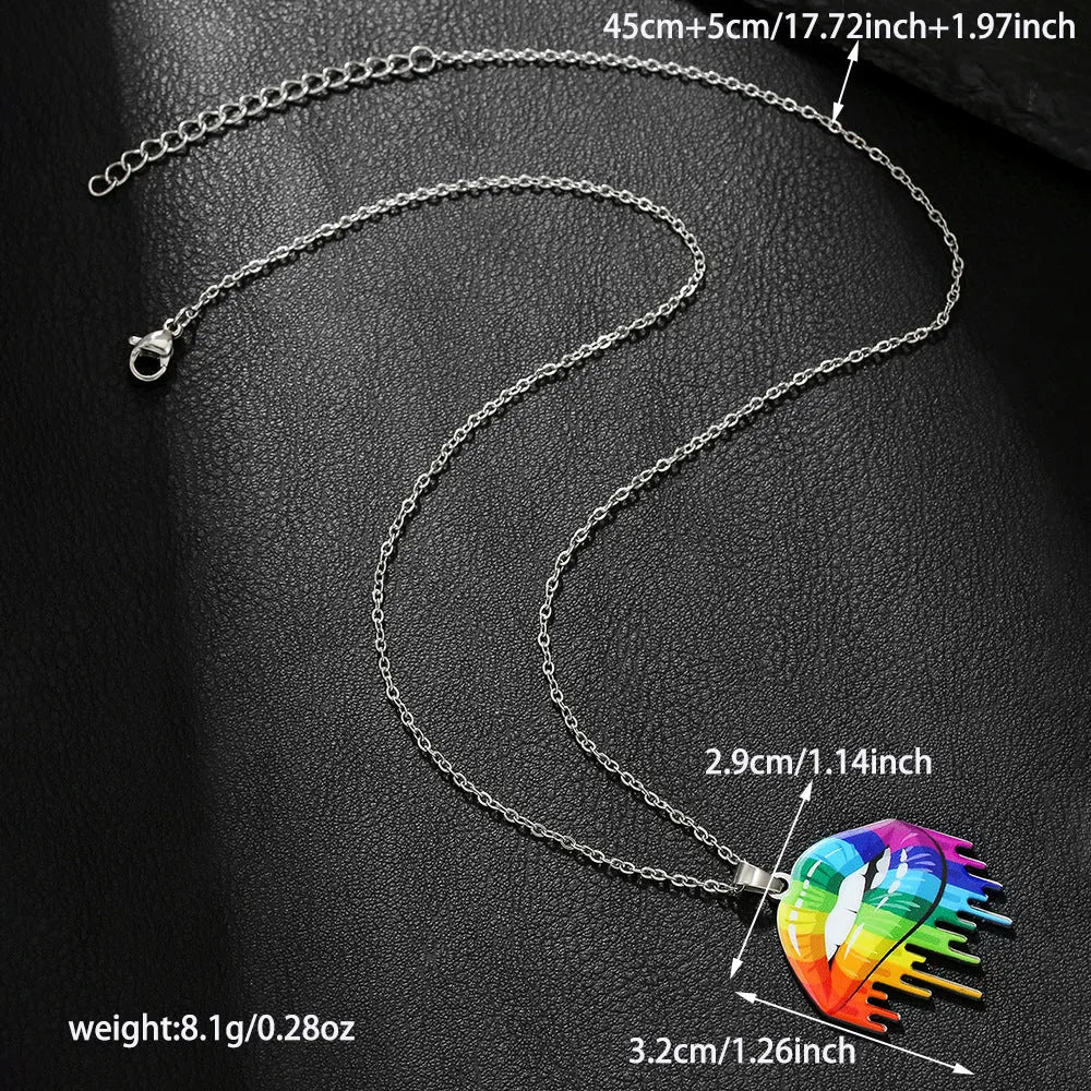 Women's stainless steel necklace and bracelet set with inspirational colour printing.