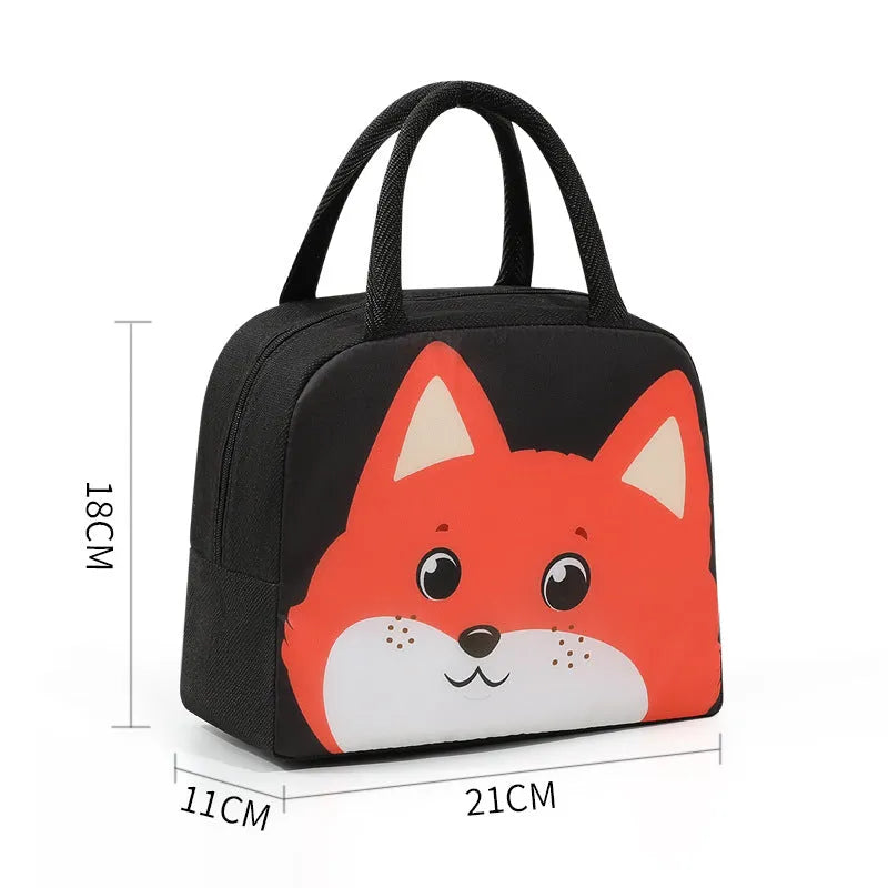 Cartoon insulated lunch box bag in oxford cloth with thermal function for packed lunches