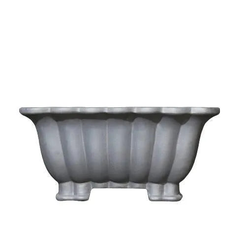 Purple sand ceramic square bonsai pot with 37x15cm inner dimensions on desktop