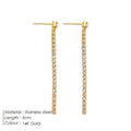Women's stainless steel geometric line earrings with Chinese style design and zircon stones