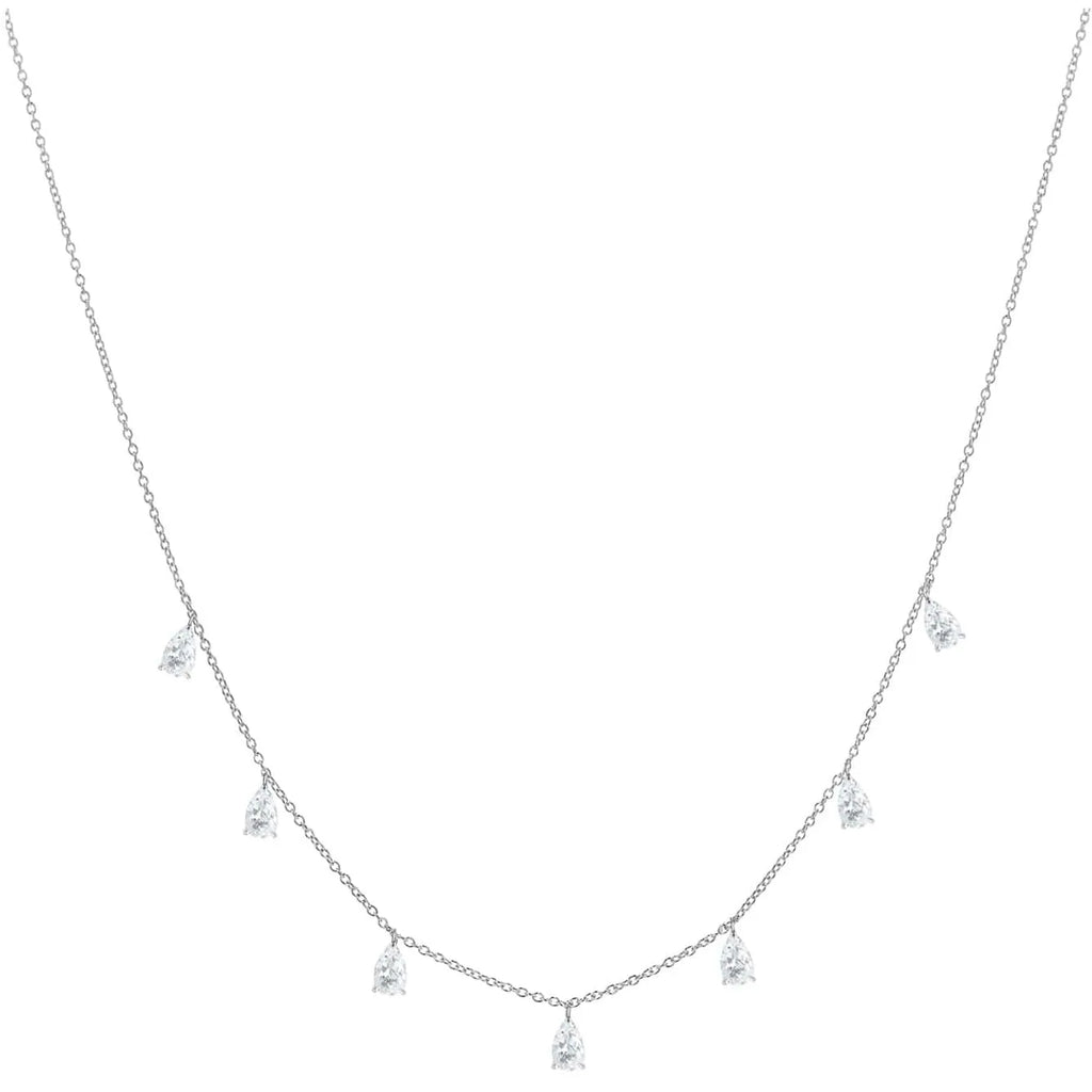 925 silver drop-shaped zircon pendant necklace on an adjustable O-chain in silver, rose gold, or golden yellow.