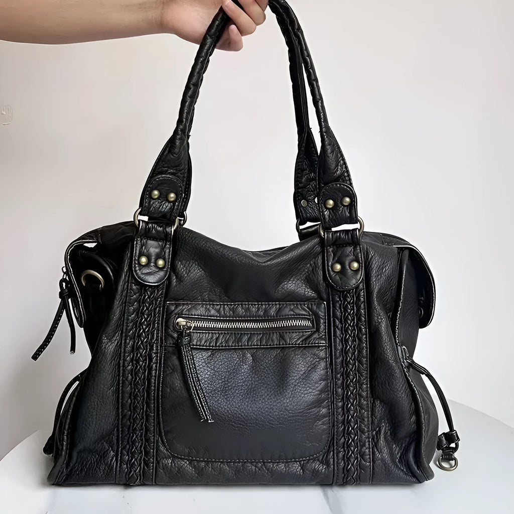 Women's brown retro messenger bag with horizontal square shape and single shoulder strap
