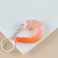 PVC simulation seafood shrimp keychain with 1.5cm thickness measurement showing injection moulding details