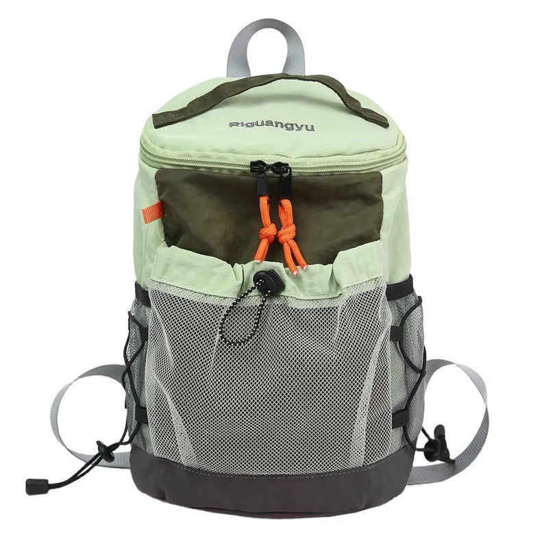 Japanese style casual backpack in waterproof nylon with a curved shoulder strap, shown in a solid colour.