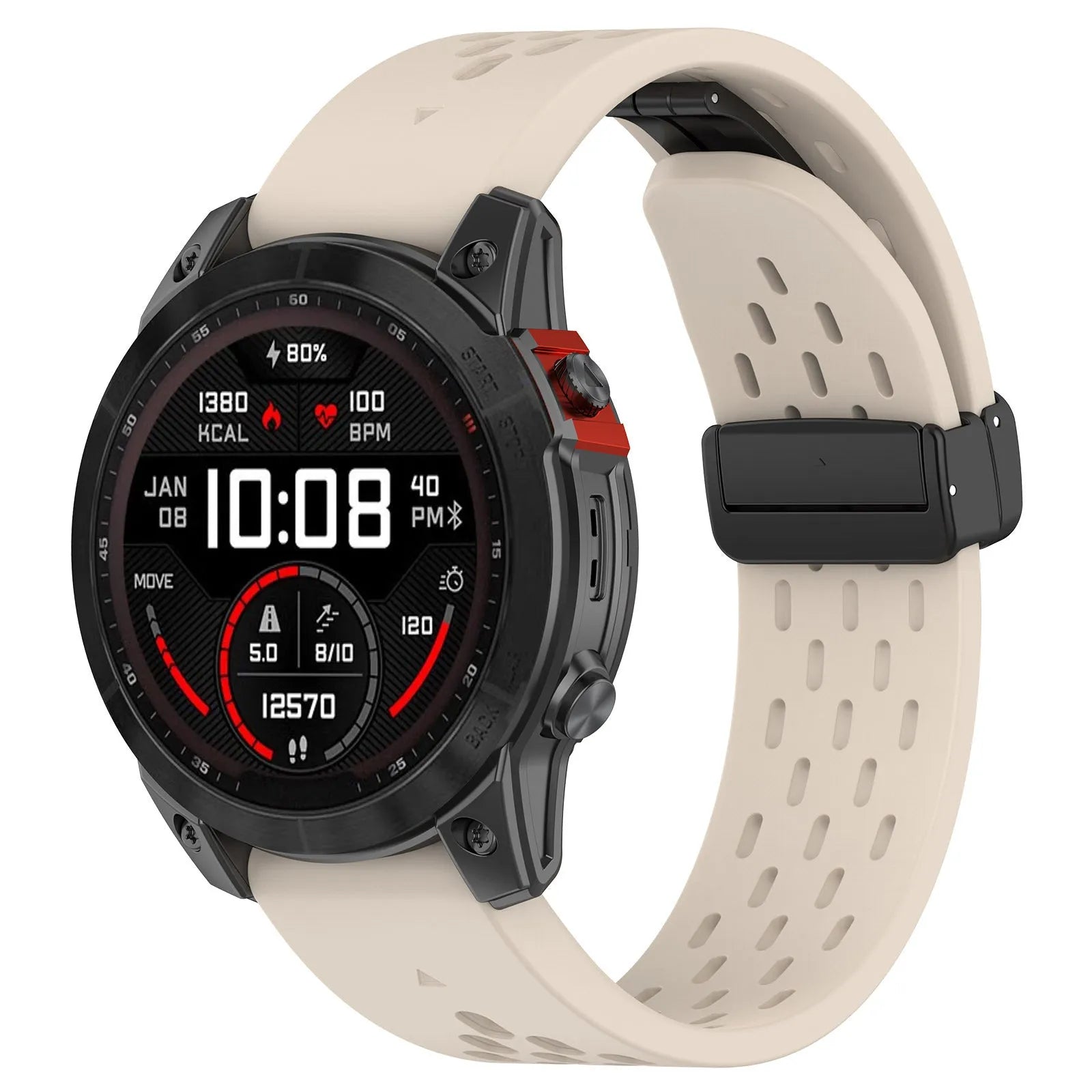 Quick release watch strap for Garmin Fenix 8 and Fenix 7 Pro in multiple colour options showing lug widths.