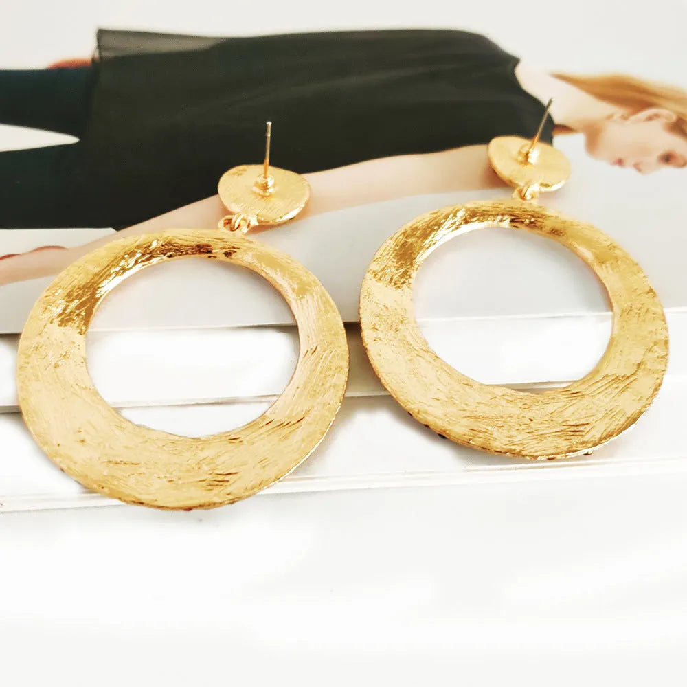 Colourful cartoon style large round pendant earrings with metal alloy construction