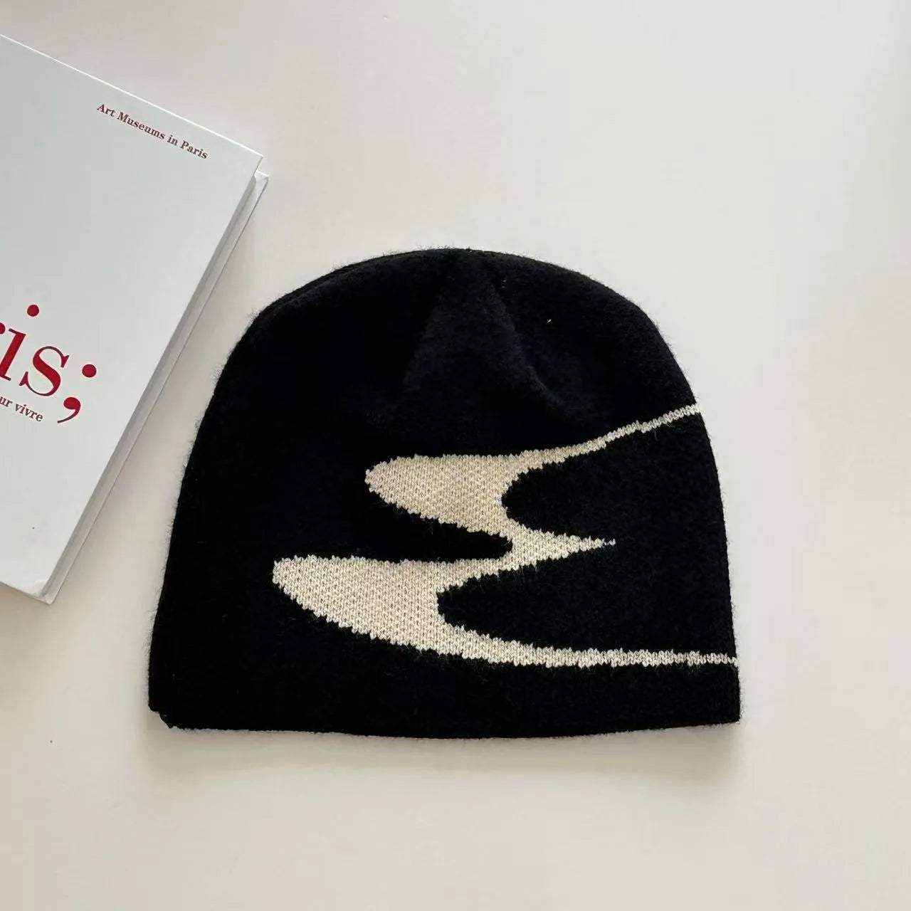 Acrylic knitted beanie hat in medium size M 56-58cm available in black, grey or white colours