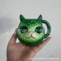 American-style resin cat cup decorative craft collectible in purple, green, blue, or pink colours