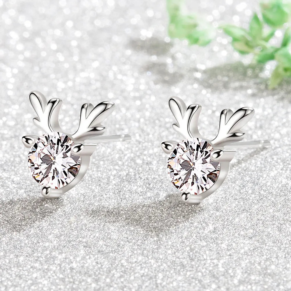 Heart-shaped six-claw inlaid zircon earrings for women, copper electroplated drop earrings with love motif