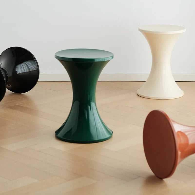 Plastic hourglass style shoe changing stool in multiple colour options