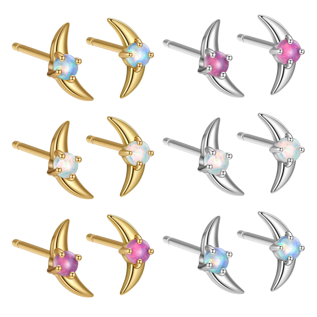Women's 925 silver geometric earrings with electroplated finish and blue crystal stone.