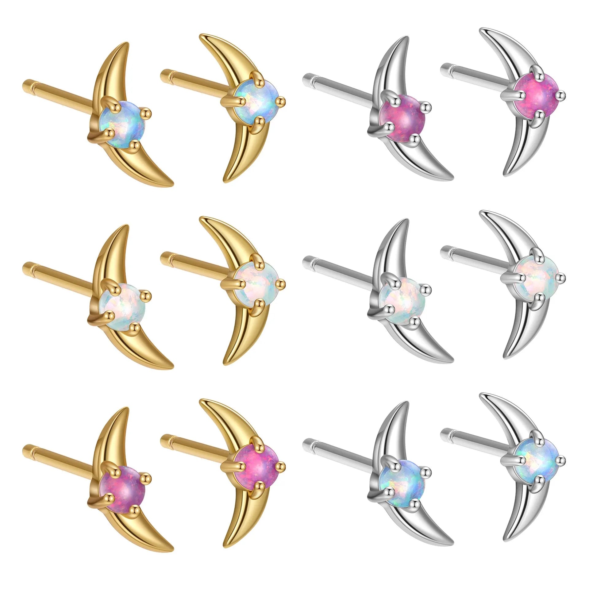Women's 925 silver geometric earrings with electroplated finish and blue crystal stone.