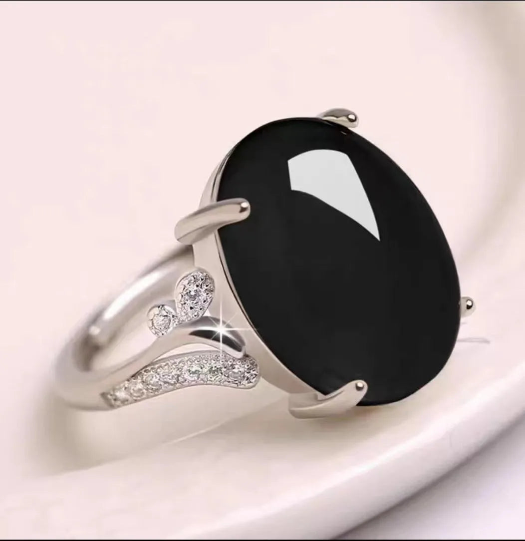 Alloy geometric sapphire ring with adjustable opening in five colour options