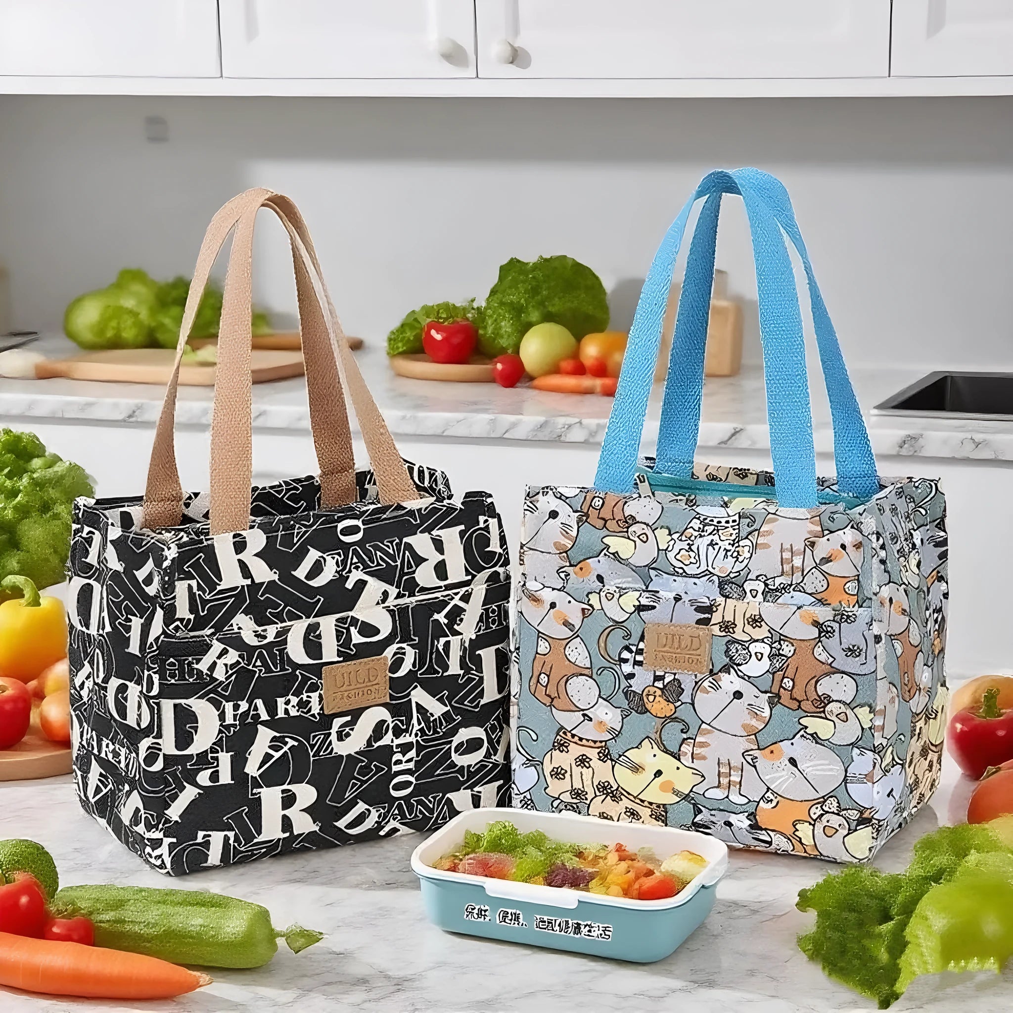 Women's printed canvas handbag with aluminium hardware showing floral design options