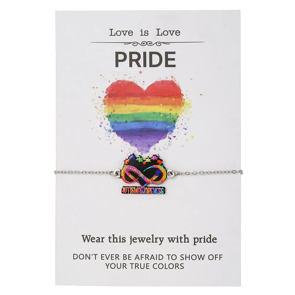 Women's stainless steel necklace and bracelet set with inspirational colour printing.