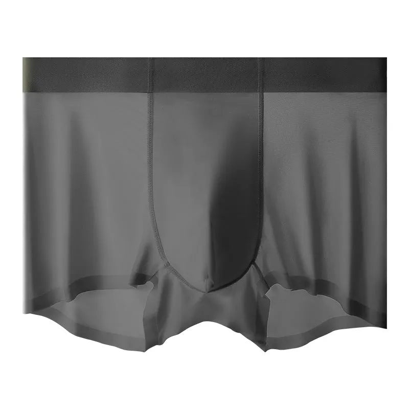 Men's ice silk shorts in bean green with a mid-waist, seamless design.