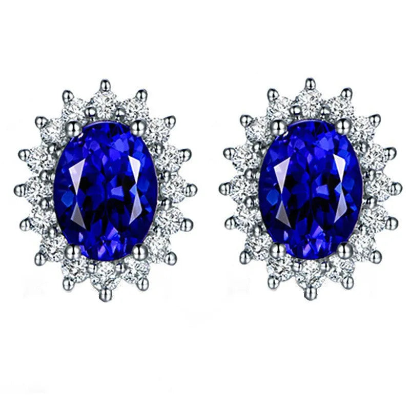 Heart-shaped six-claw inlaid zircon earrings for women, copper electroplated drop earrings with love motif