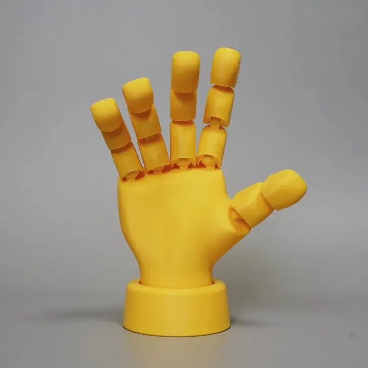 Yellow PLA hand prop ornament with movable joints for decorative display
