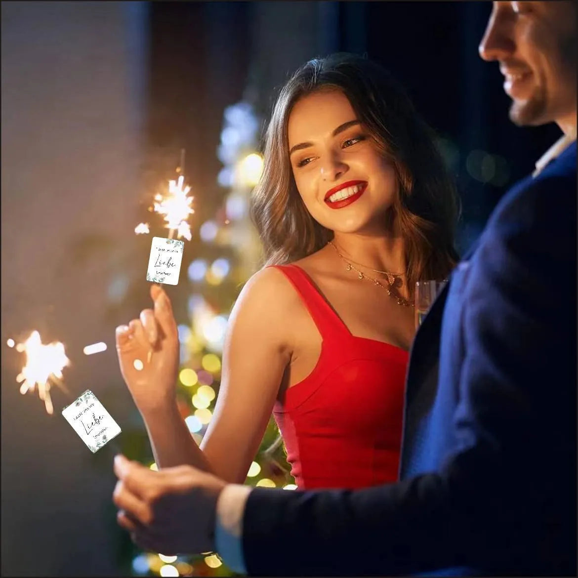 Pack of 50 white card decorative labels with fireworks design for event stationery