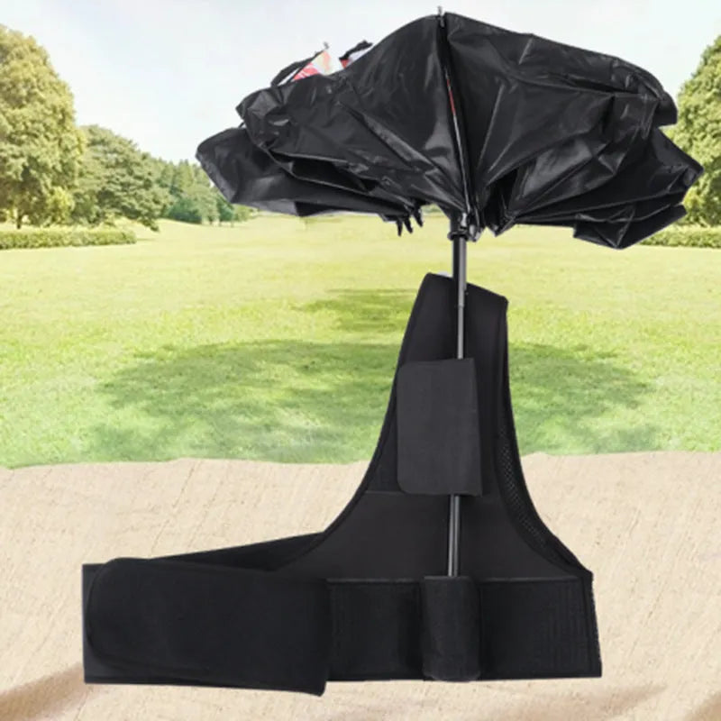 Portable umbrella holder with shoulder strap in diving cloth fabric showing black and grey colour options