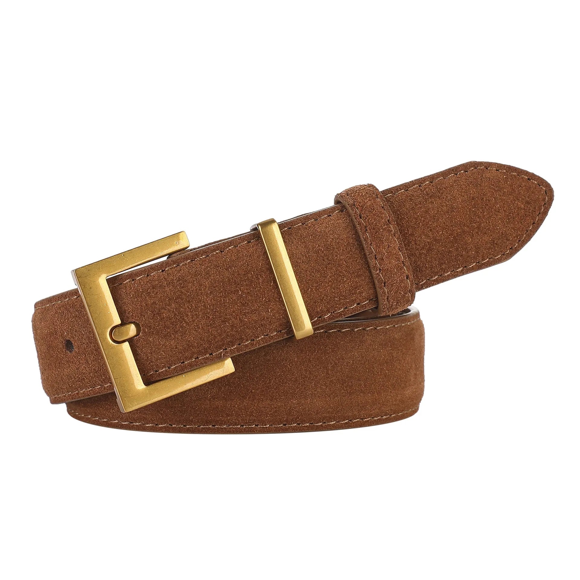Ladies' leather pin buckle belt with quadrilateral alloy buckle in four colour options