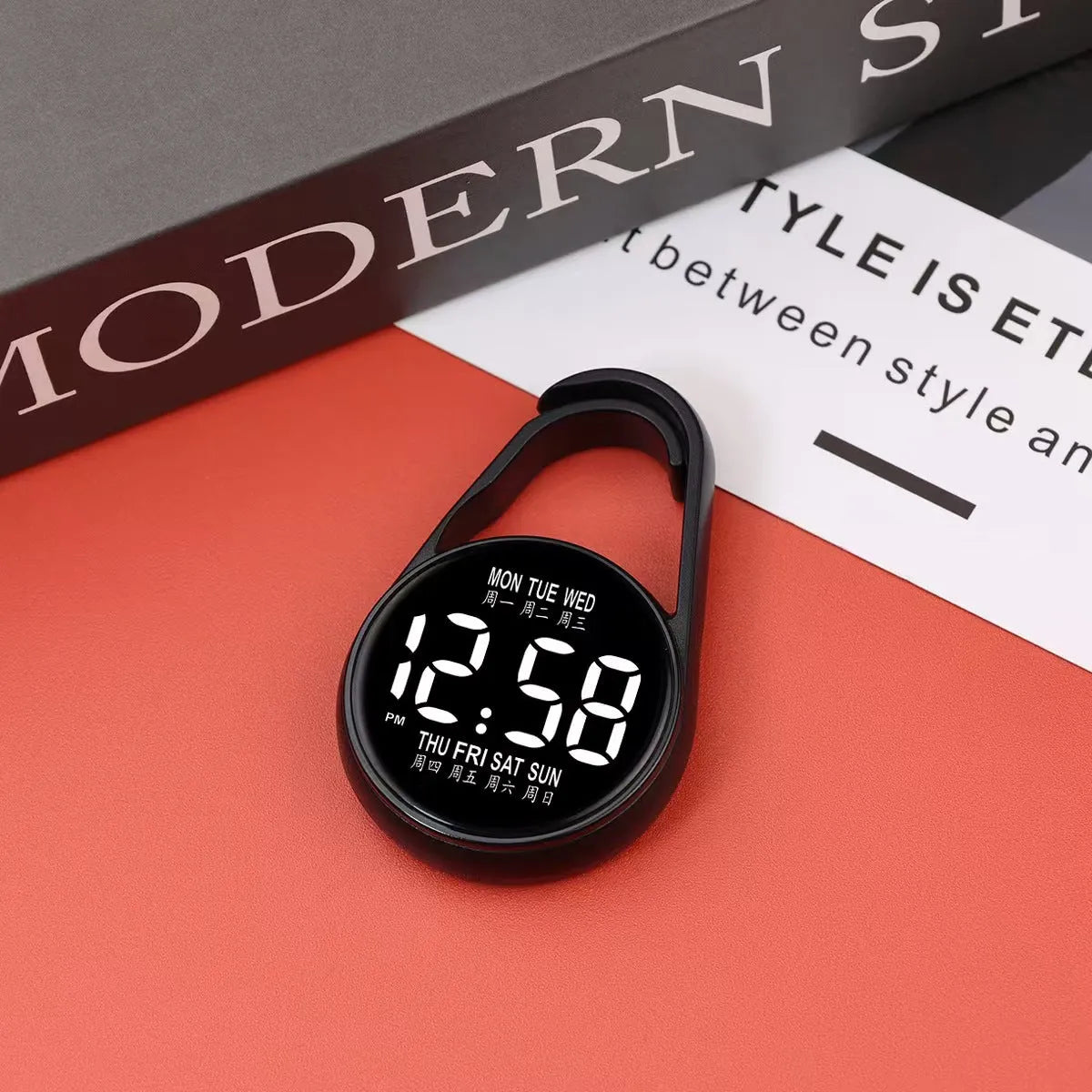 Fashion LED electronic watch showing luminous digital time display on a plastic strap, available in multiple colours.