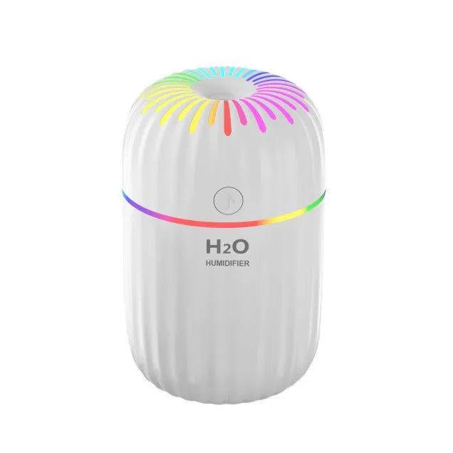Mini green car-shaped USB aromatherapy humidifier with compact plastic housing on a white background.