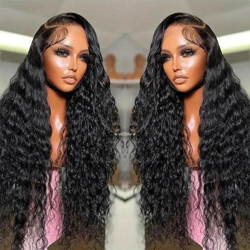 Black lace front Afro wig with small roll wound tube construction and long curly hair with side bangs