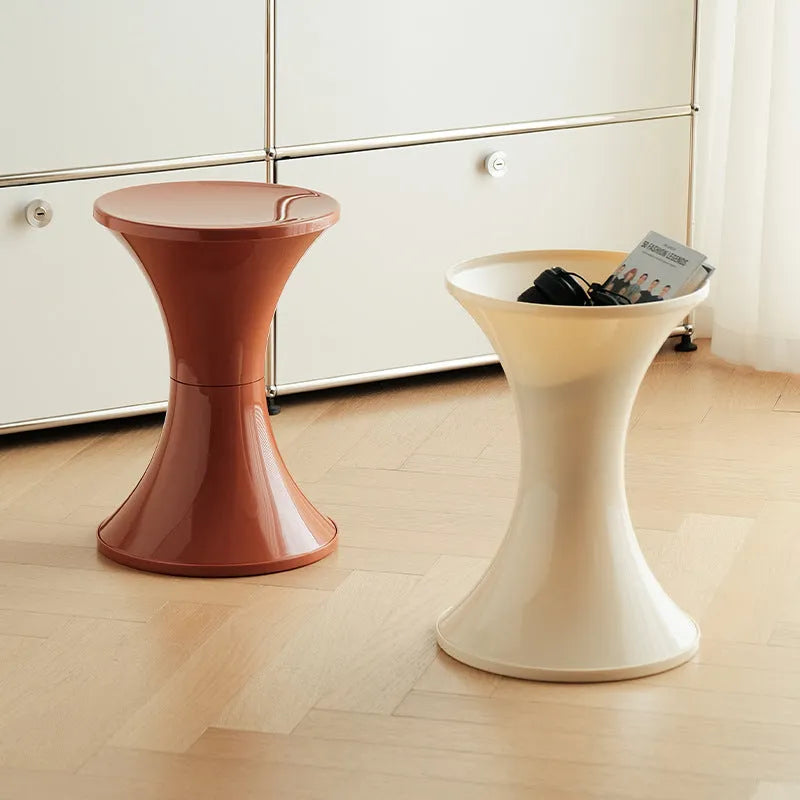 Plastic hourglass style shoe changing stool in multiple colour options