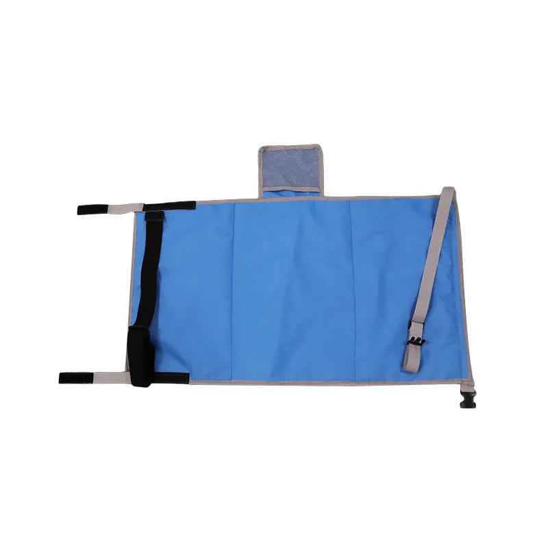 Portable children's aircraft pedal seat extender in blue, black or grey with optional drawstring pocket