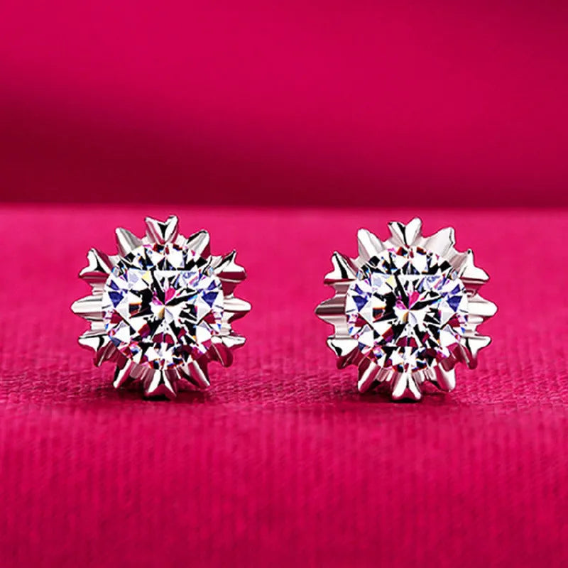 Heart-shaped six-claw inlaid zircon earrings for women, copper electroplated drop earrings with love motif
