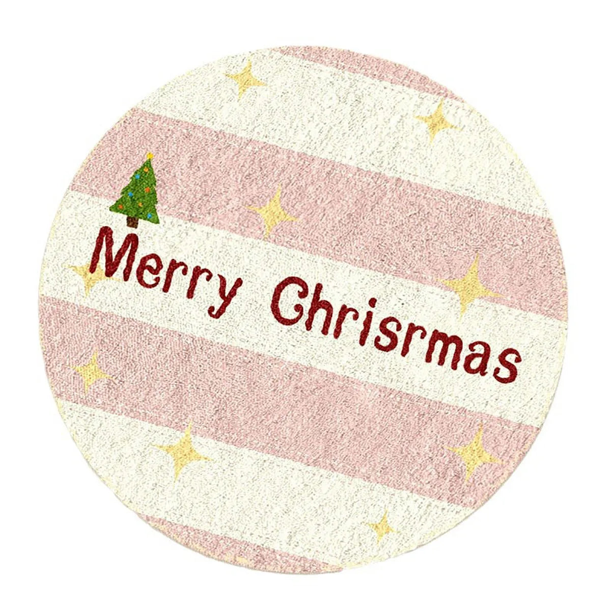 Round Christmas carpet with imitation cashmere material showing festive holiday patterns