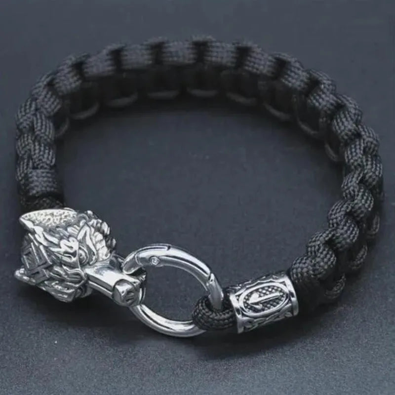 Handmade stainless steel wolf head bracelet with camouflage colour finish