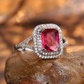Copper square princess ring with geometric design in F827 red colour for women