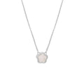 Mother-of-pearl shell flower necklace for women with floral pendant on O-chain
