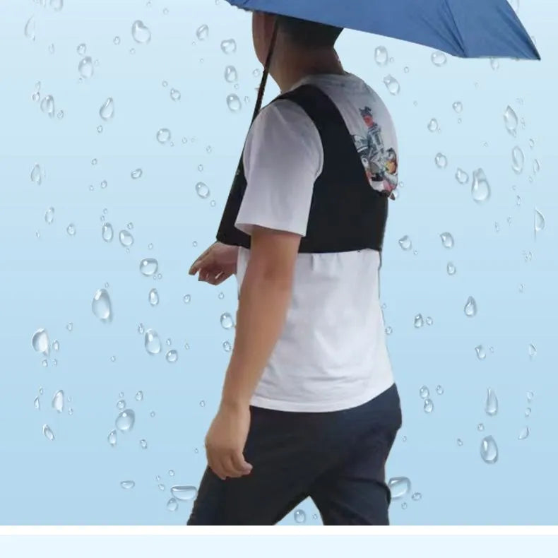 Portable umbrella holder with shoulder strap in diving cloth fabric showing black and grey colour options