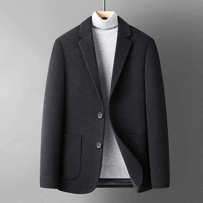 Men's slim fit wool suit jacket in grey colour with polyester lining for autumn winter wear