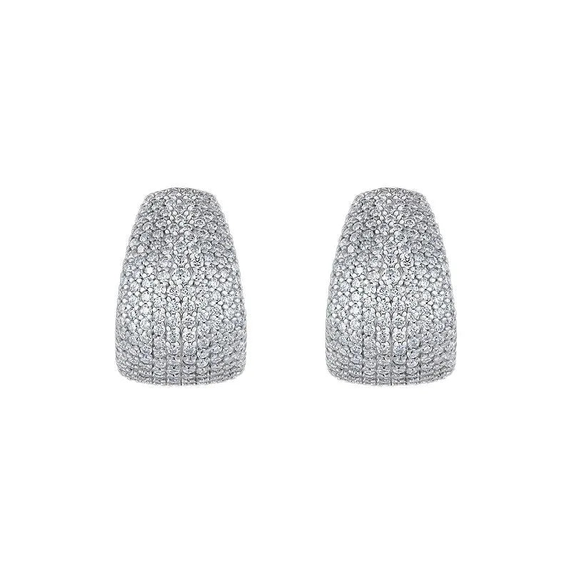 S925 sterling silver geometry ear studs with colourless moissanite stones